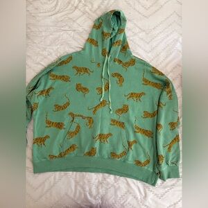 Easel Mint Green Tiger Print Women's Hoodie